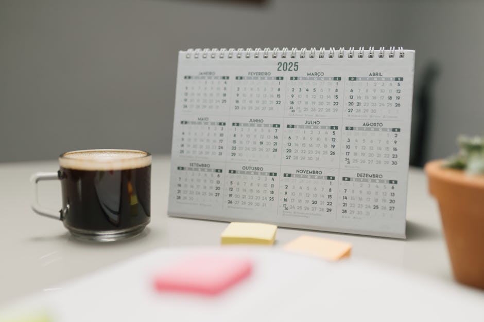Employee planning paid vacation days on a calendar