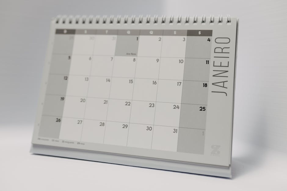 Calendar and desk showing notice period planning