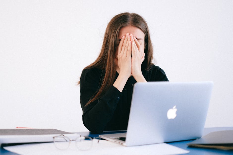 Office worker stressed about unemployment and job loss