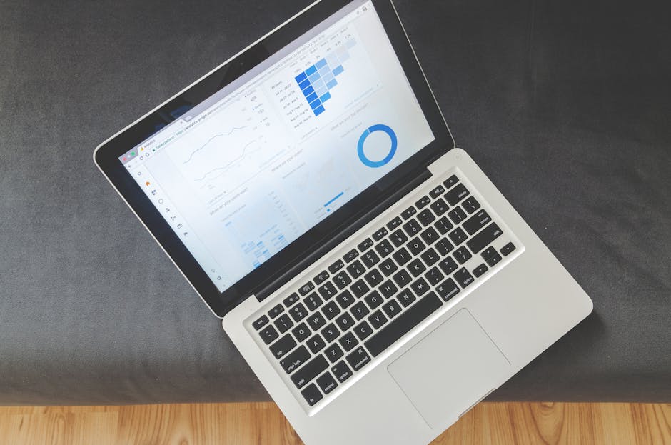 Person analyzing charts and KPI metrics on a laptop