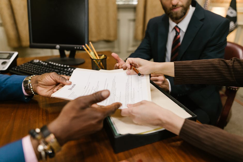 Signing a contract and negotiation meeting in a modern office