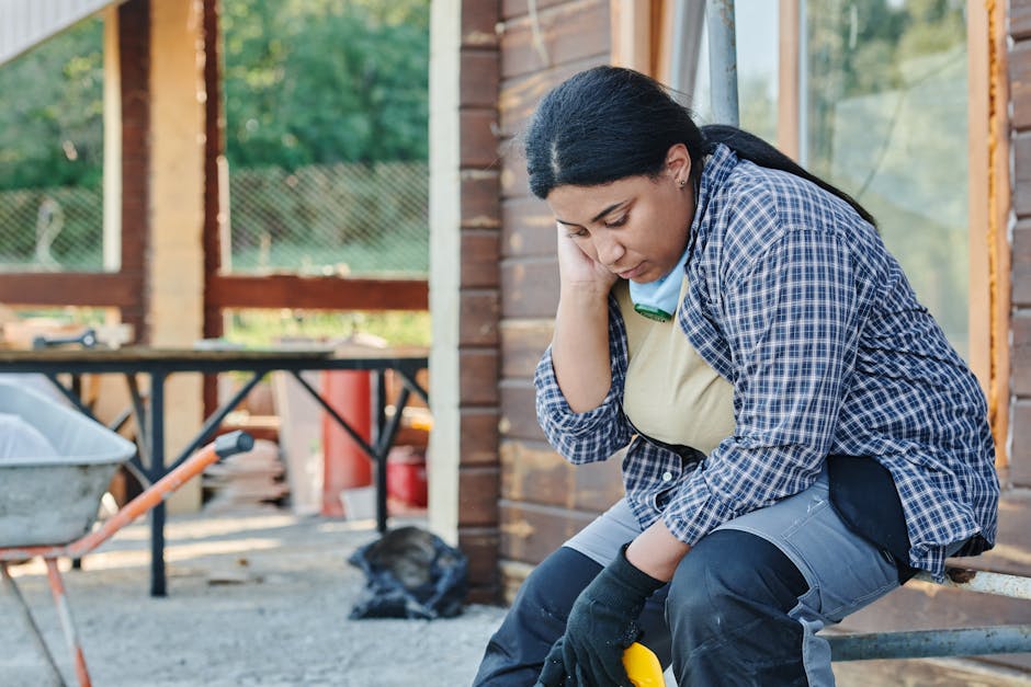 Worker in a construction site taking a break