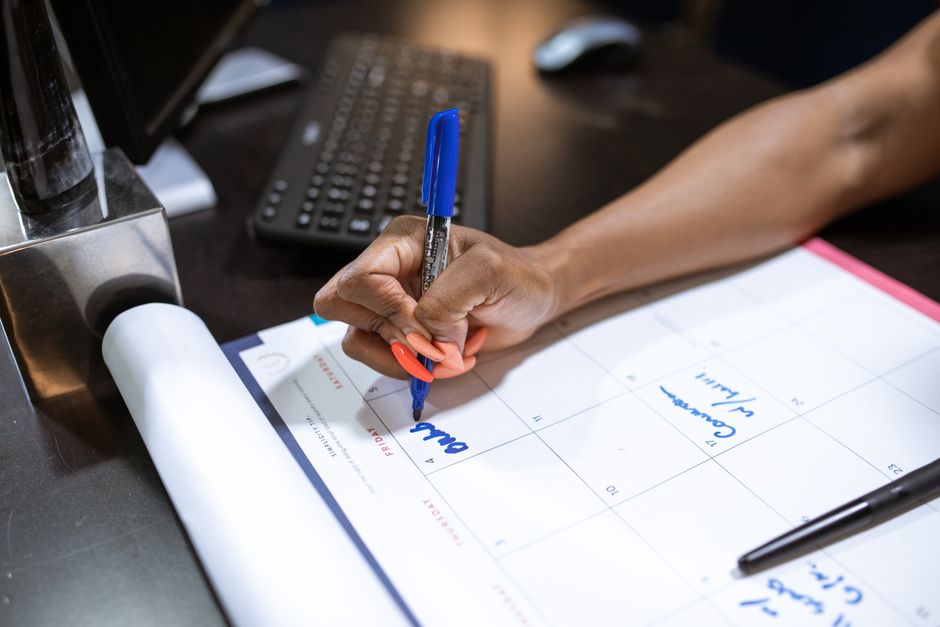 Calendar with highlighted vacation days and summer period