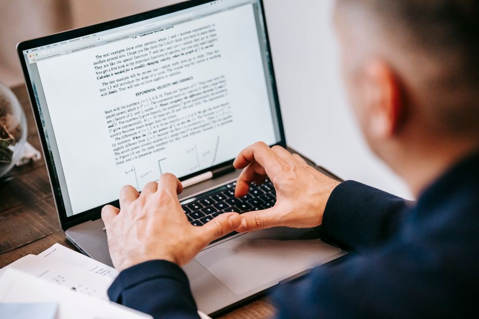 Person filling out a personality test questionnaire on a computer