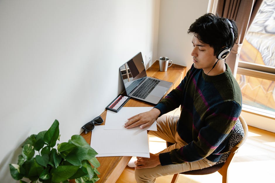 Focused professional working on deep work in a quiet office